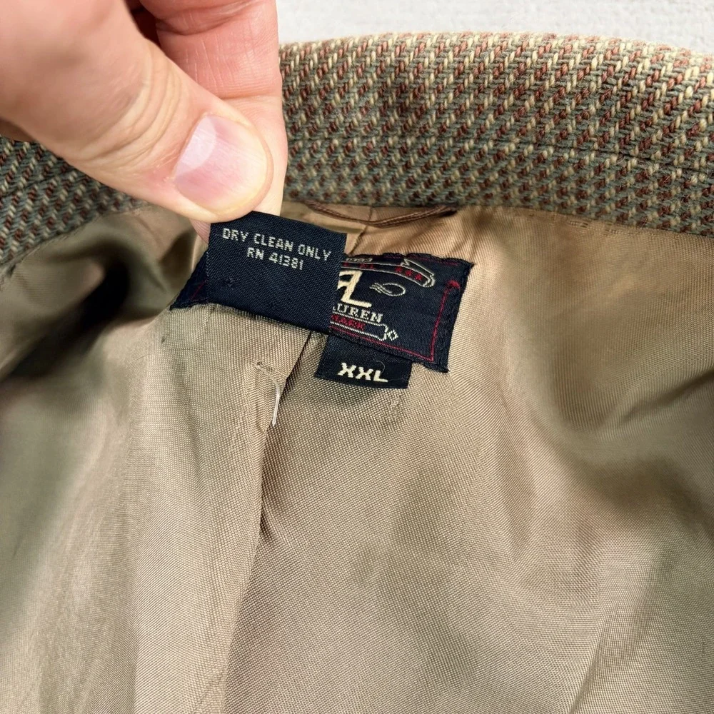 Vintage RRL Ralph Lauren Double RL Wool Tweed Sport Coat Blazer Jacket 2XL USA